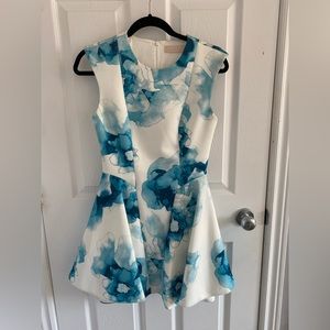 White and blue floral dress